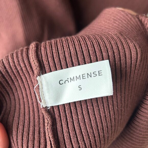Commense Brown Ribbed Knit Midi Dress Long Sleeve Women’s Size S - Picture 5 of 7
